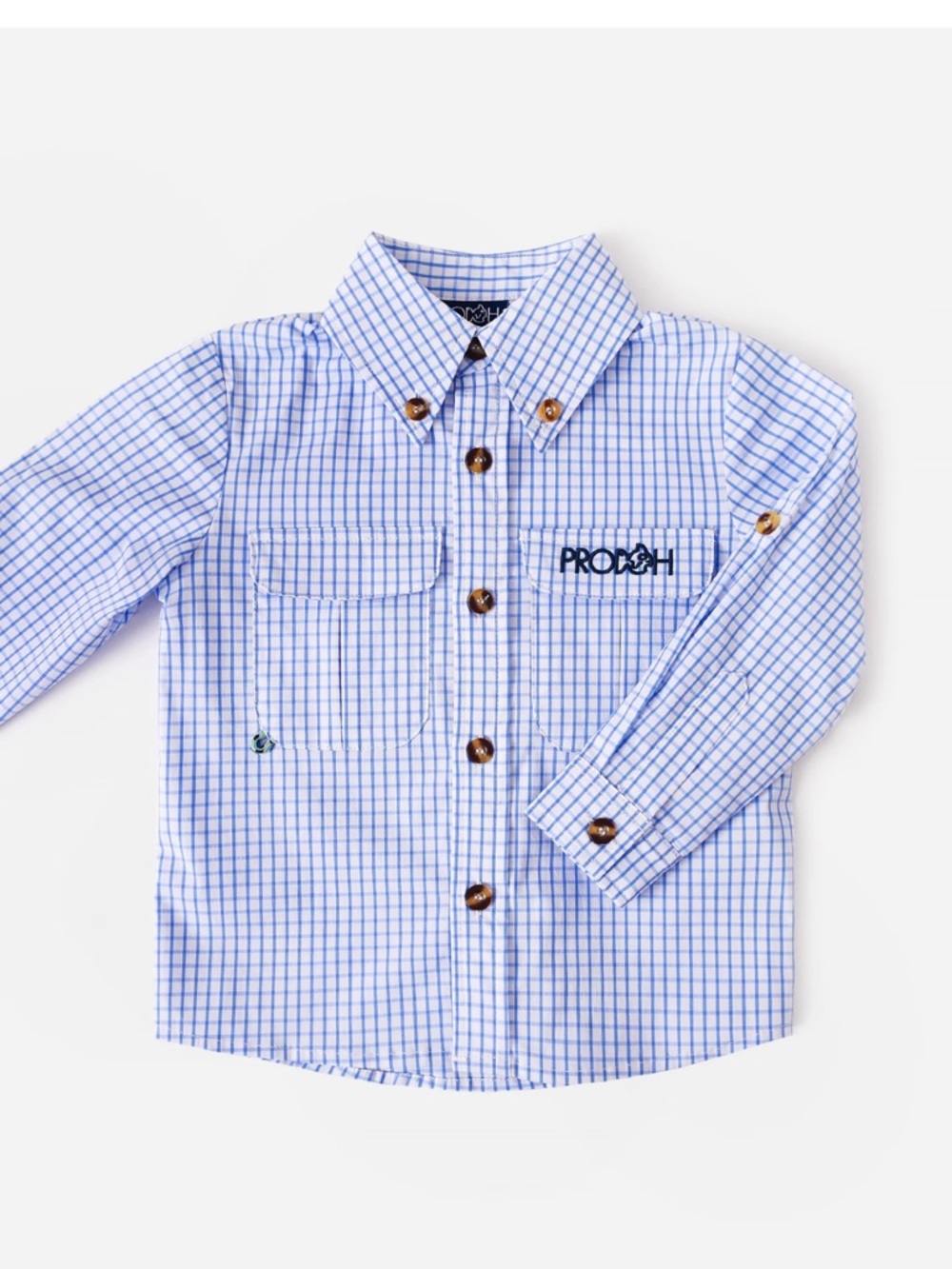PRODOH Boys' Ventilated Blue Gingham Button-Down Shirt | size 5